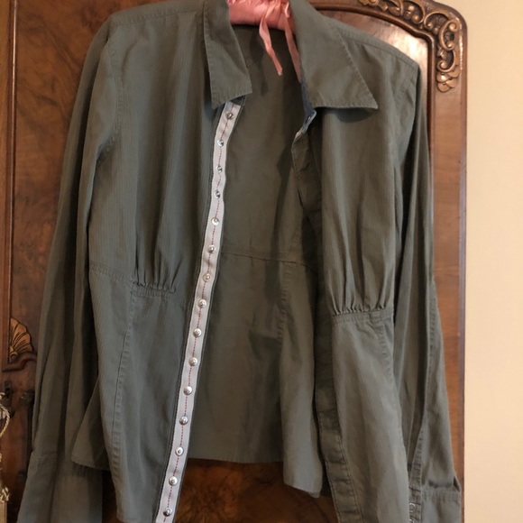 Tommy Hilfiger Vintage Y2K snap front shirt military style chic - Picture 8 of 11